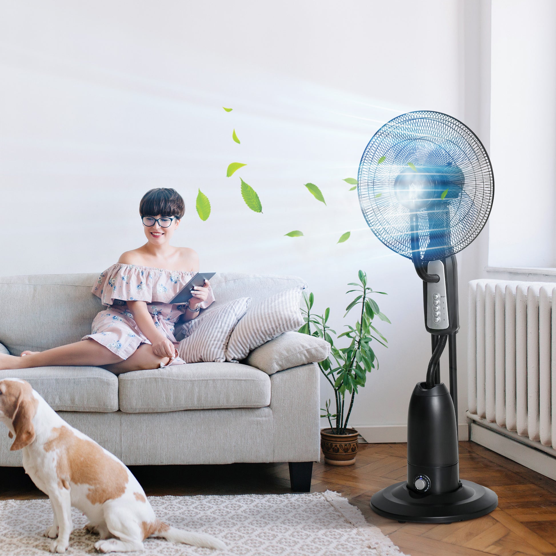 Homcom Pedestal Fan with Water Mist Spray