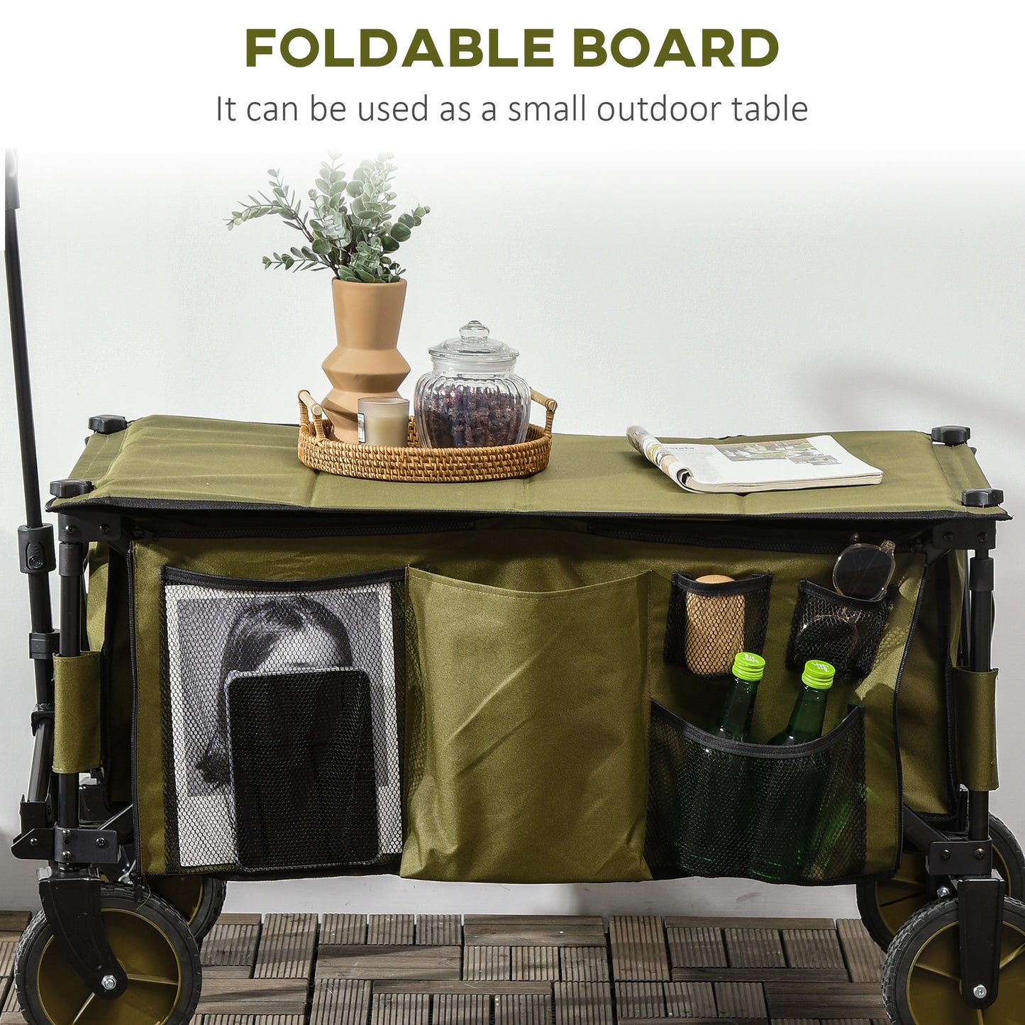 Outsunny Folding Garden Trolley on Wheels