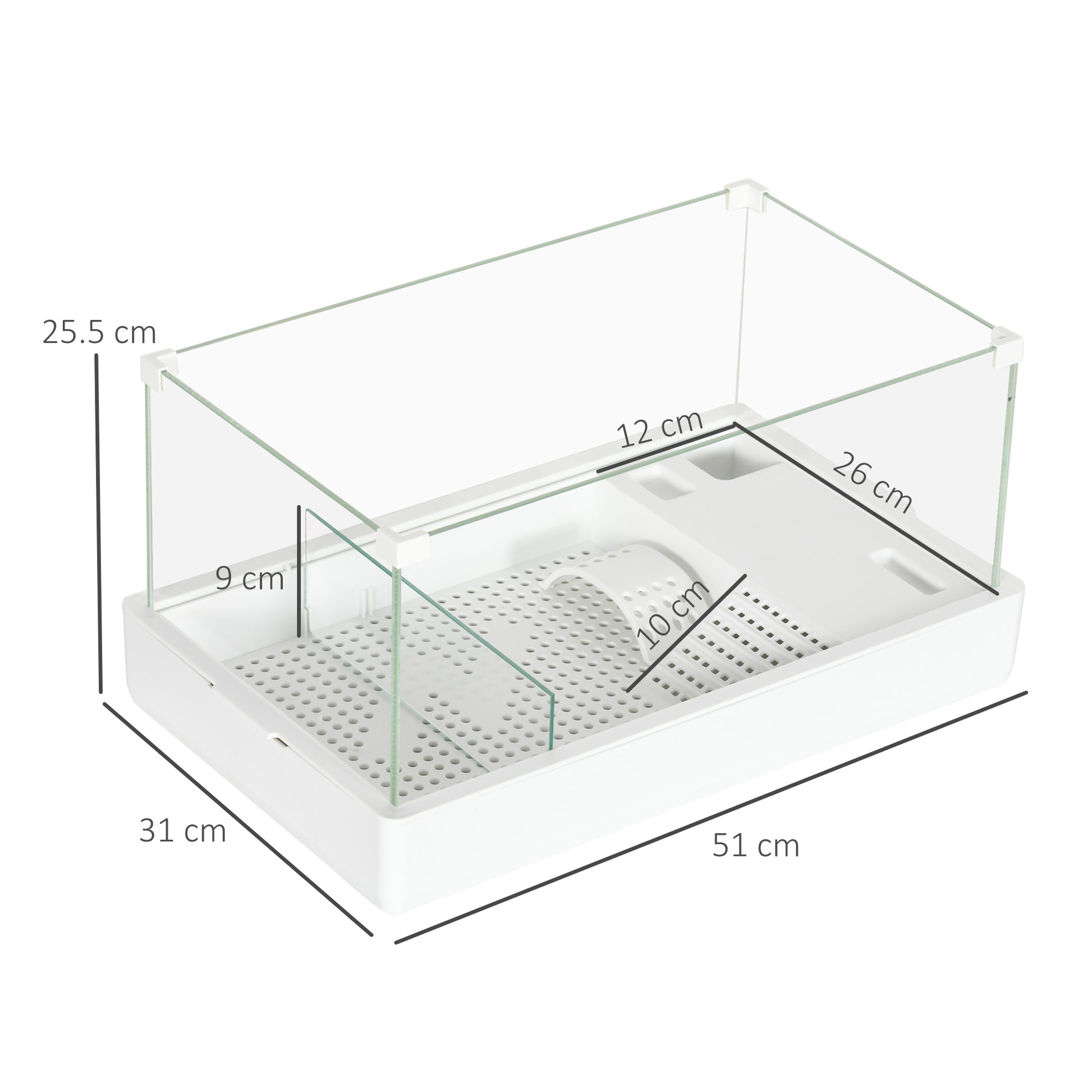 Pawhut Turtle Tank Aquarium Glass Tank With Basking Platform Filter Layer