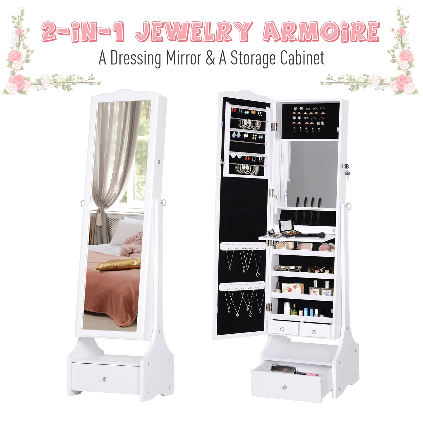 Homcom Jewellery Cabinet with led