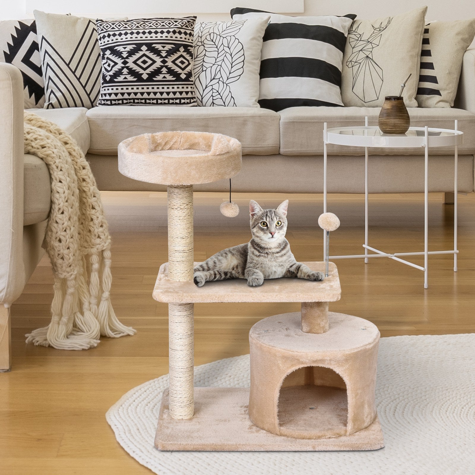 PawHut Mult Level Cat Tree for Indoor Cats with Scratching Post Bed Condo Perch