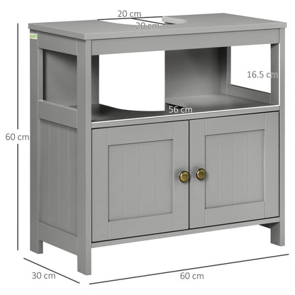 kleankin Pedestal Under Sink Cabinet with Double Doors