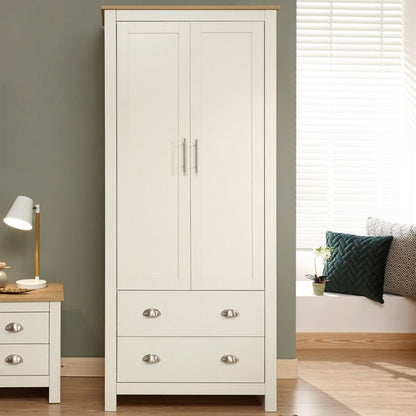 Lancaster Tall Wardrobe Cream 2 Doors 2 Drawers