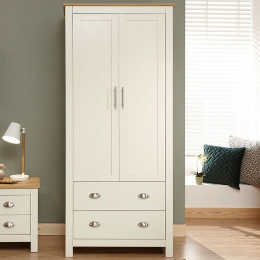 Lancaster Tall Wardrobe Cream 2 Doors 2 Drawers