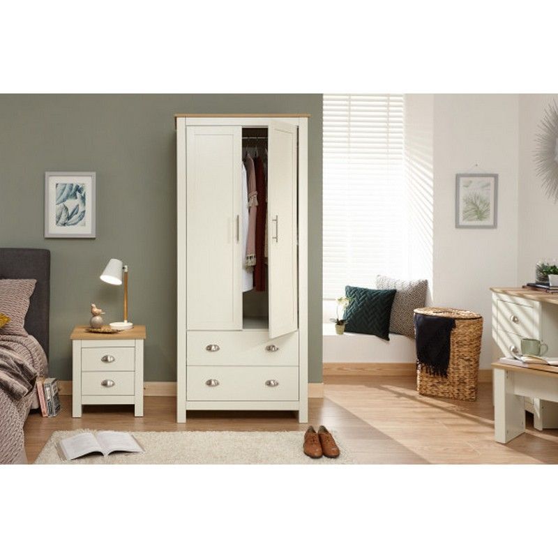 Lancaster Tall Wardrobe Cream 2 Doors 2 Drawers