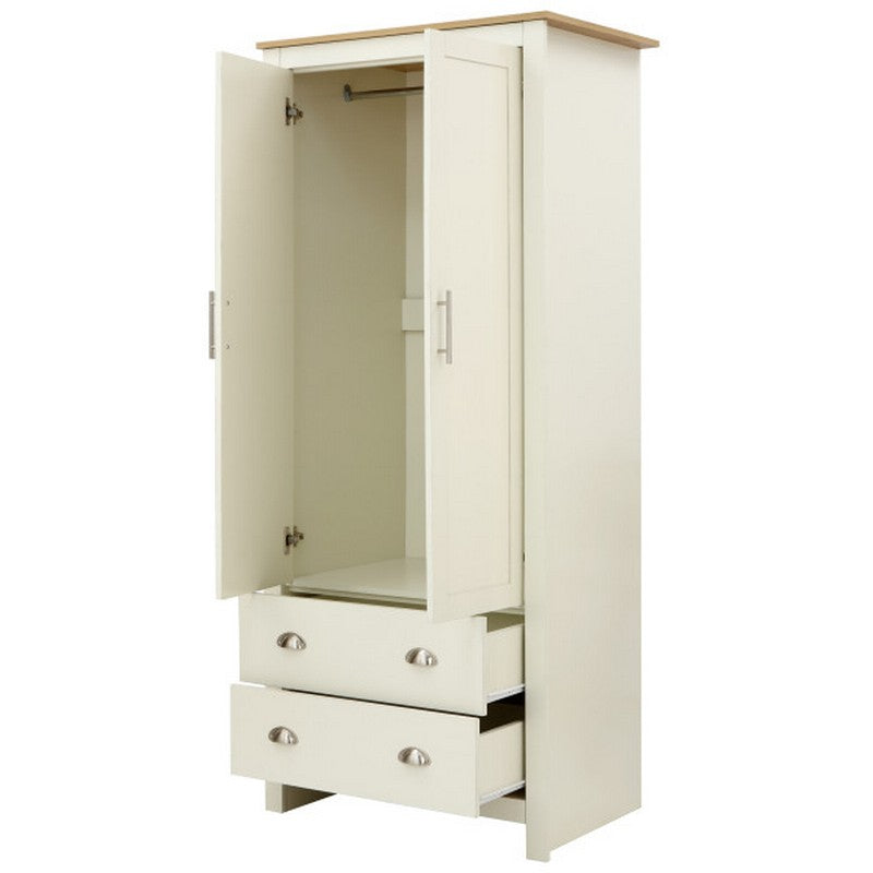 Lancaster Tall Wardrobe Cream 2 Doors 2 Drawers