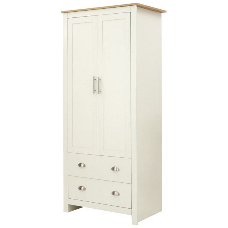 Lancaster Tall Wardrobe Cream 2 Doors 2 Drawers