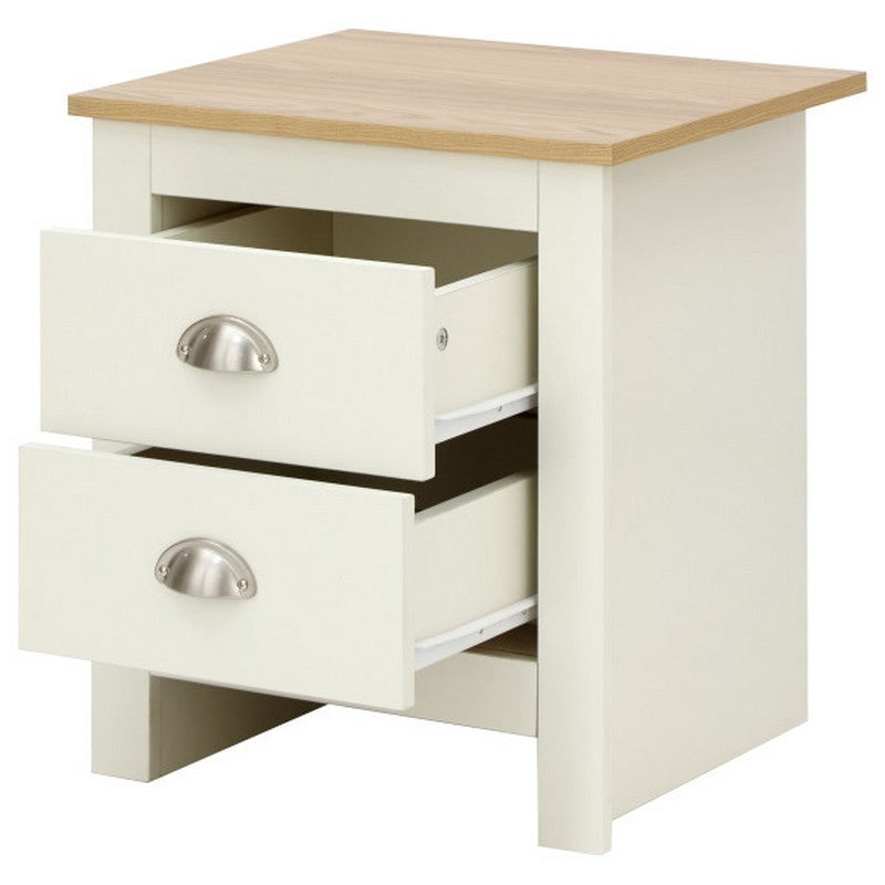 Lancaster Bedside Table Cream 2 Drawers