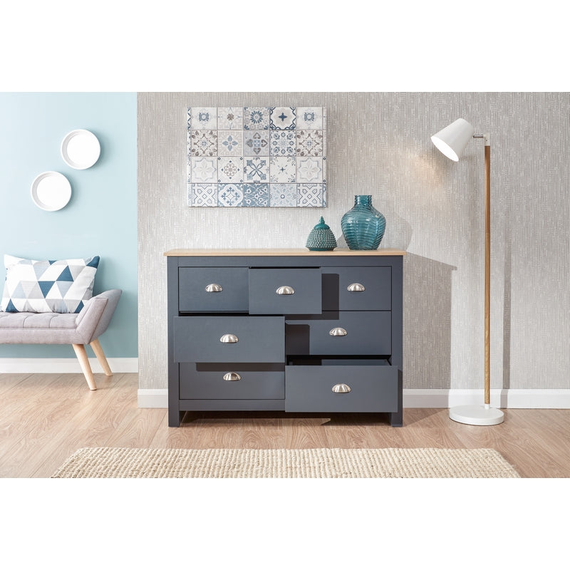 Lancaster Large Chest of Drawers Blue 7 Drawers