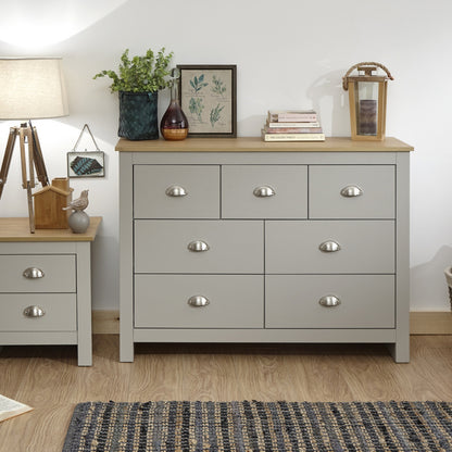 Lancaster Large Chest of Drawers Grey 7 Drawers