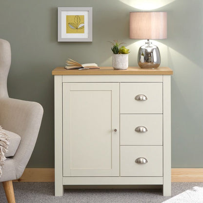 Lancaster Sideboard Cream 1 Door 2 Shelves 3 Drawers