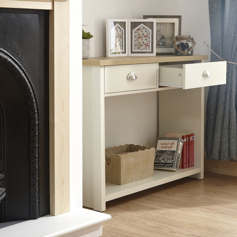 Lancaster Console Table Cream 1 Shelf 2 Drawers