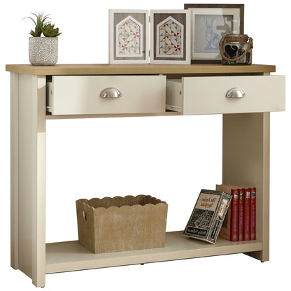 Lancaster Console Table Cream 1 Shelf 2 Drawers