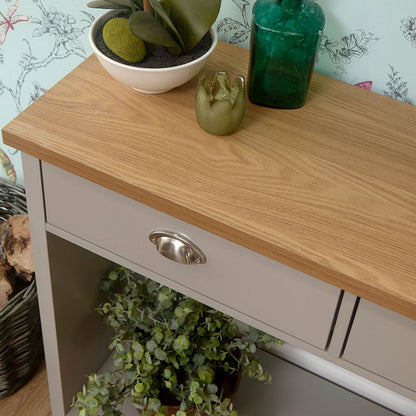 Lancaster Console Table Grey 1 Shelf 2 Drawers