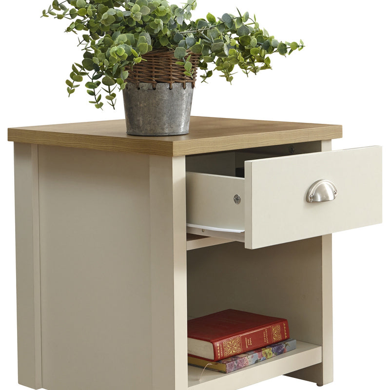 Lancaster Side Table Cream 1 Shelf 1 Drawer