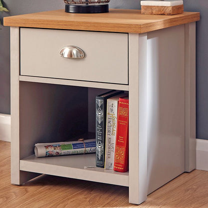 Lancaster Side Table Grey 1 Shelf 1 Drawer