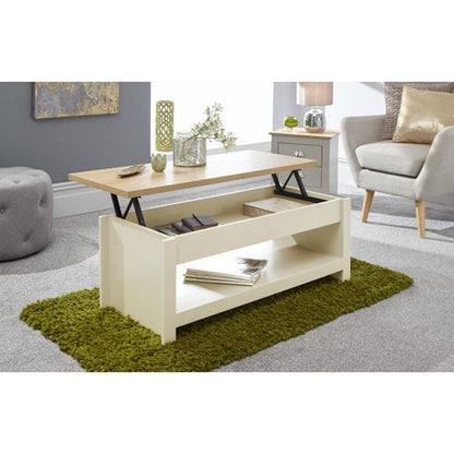 Lancaster Extending Coffee Table Cream 1 Shelf 105cm