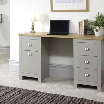 Lancaster Desk Grey 4 Drawers 1 Door