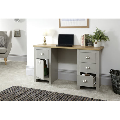 Lancaster Desk Grey 4 Drawers 1 Door