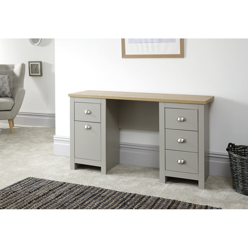 Lancaster Desk Grey 4 Drawers 1 Door