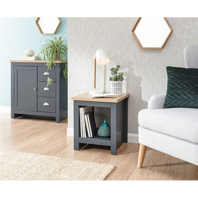 Lancaster Side Table Wood Blue 1 Shelf