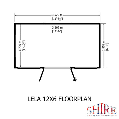 Shire Lela 6' 1" x 11' 8" Pent Summerhouse - Premium Dip Treated Shiplap