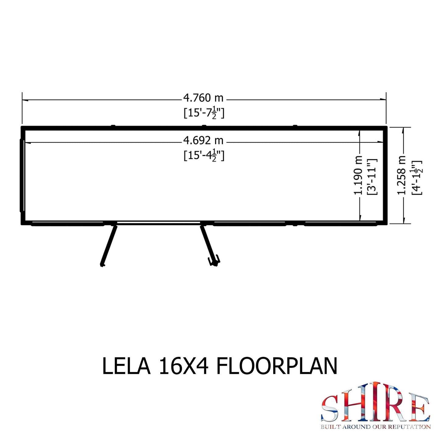 Shire Lela 4' 2" x 15' 7" Pent Summerhouse - Premium Dip Treated Shiplap