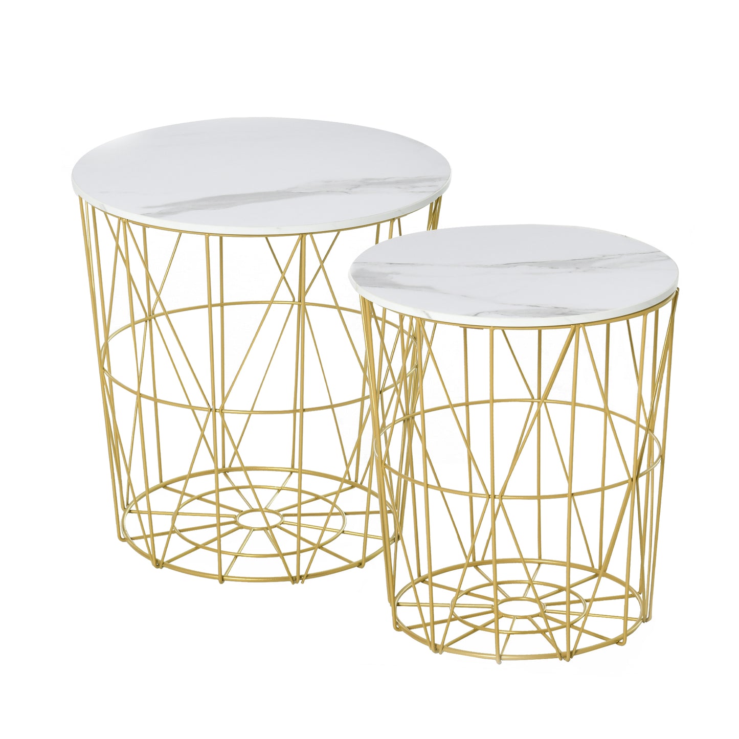 Homcom Set of 2 Nesting Side Tables with Storage