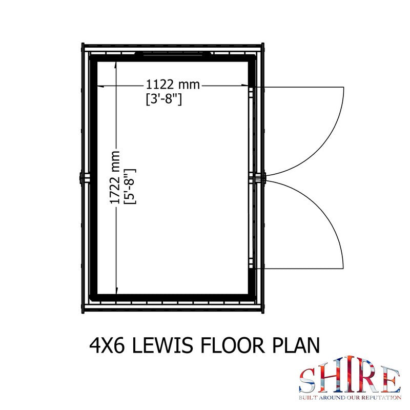 Shire Lewis 4' 4" x 6' 2" Apex Shed - Premium Pressure Treated Shiplap