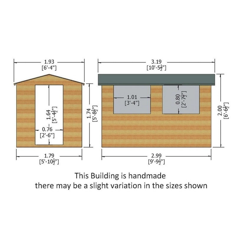 Shire Lewis 6' 3" x 10' 5" Apex Shed - Premium Coated Shiplap