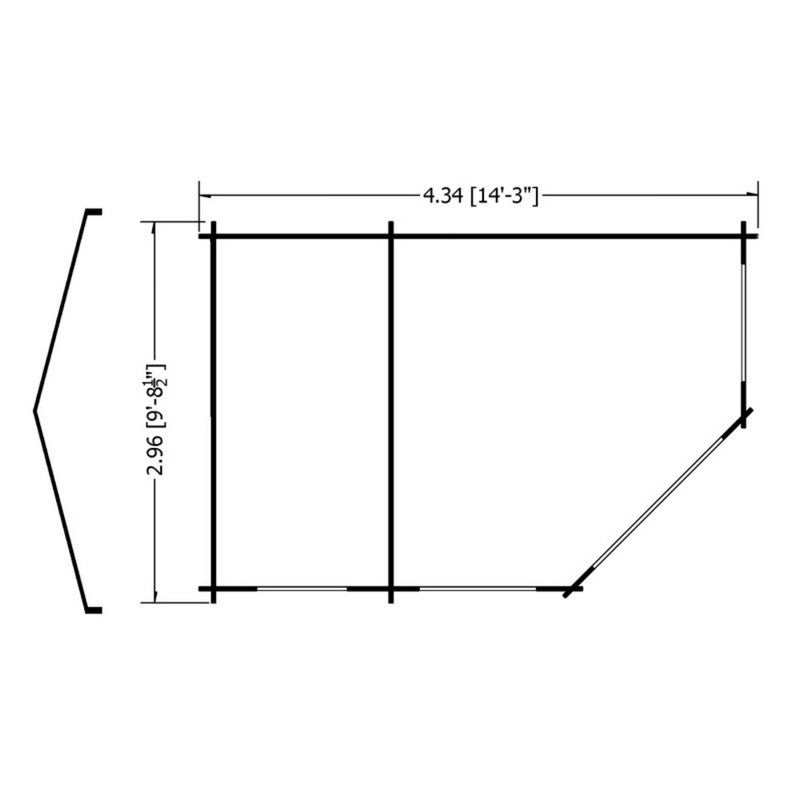 Shire Leygrove 14' x 10' Hexagonal Hip Log Cabin - Premium 28mm Cladding Tongue & Groove