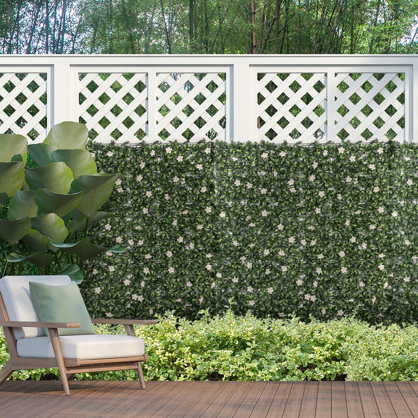 Outsunny 12Pcs 20" X 20" Artificial Boxwood Wall Panel Rhododendron Privacy Fence Screen