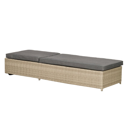 Tuscany Rattan Garden Patio Sun Lounger by Royalcraft with Grey Cushions - Croft Home & Garden