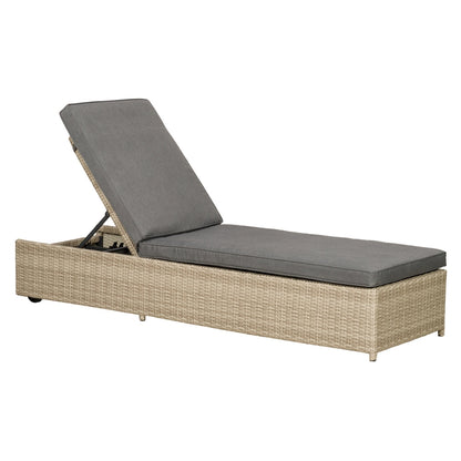 Tuscany Rattan Garden Patio Sun Lounger by Royalcraft with Grey Cushions - Croft Home & Garden