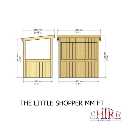 Shire Little Shopper 3' 4" x 4' 9" Pent Children's Playhouse - Classic Dip Treated Shiplap