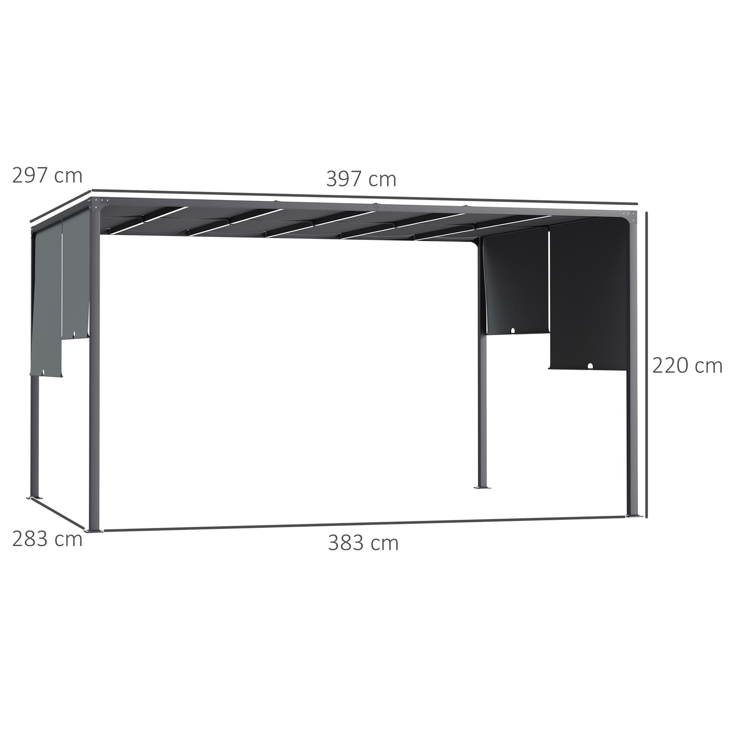 Outsunny 3m x 4m Metal Pergola with Retractable Roof