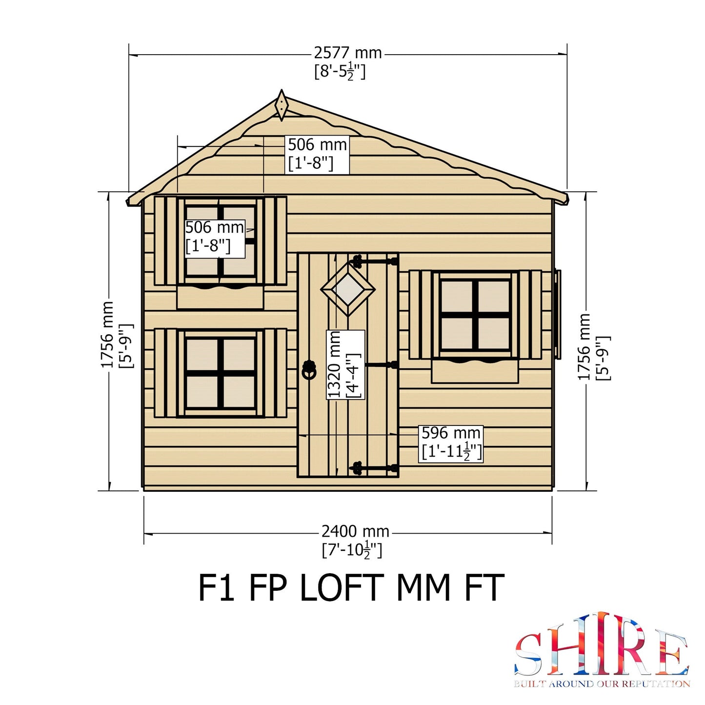 Shire Loft 7' 10" x 7' 1" Offset Apex Children's Playhouse - Premium Dip Treated Shiplap