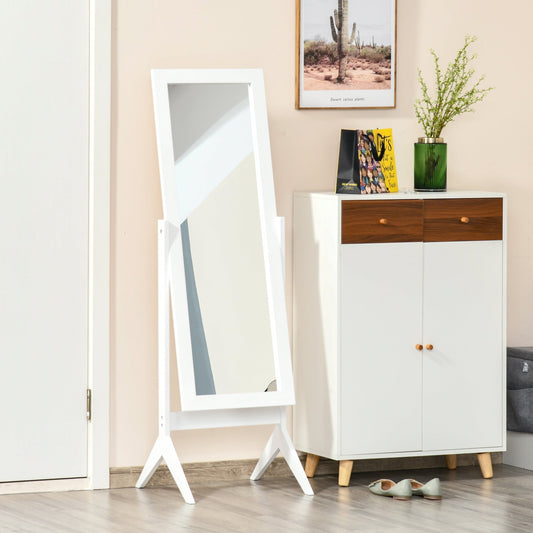 Freestanding Dressing Mirror Bedroom Tall Adjustable Angle 148x47cm White-0