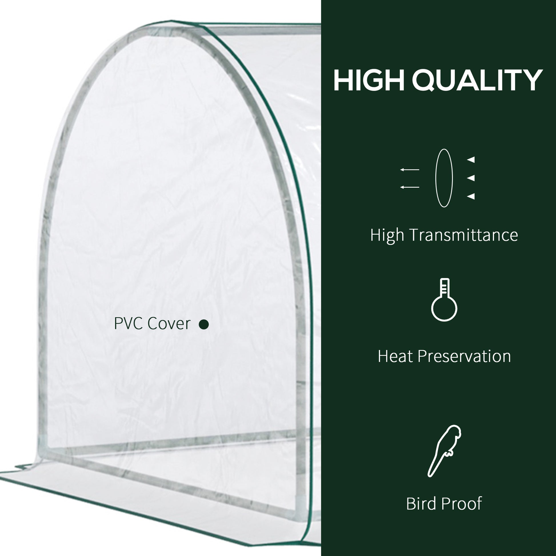 Outsunny PVC Greenhouse Tunnel Steel Frame Transparent 250x100x80cm