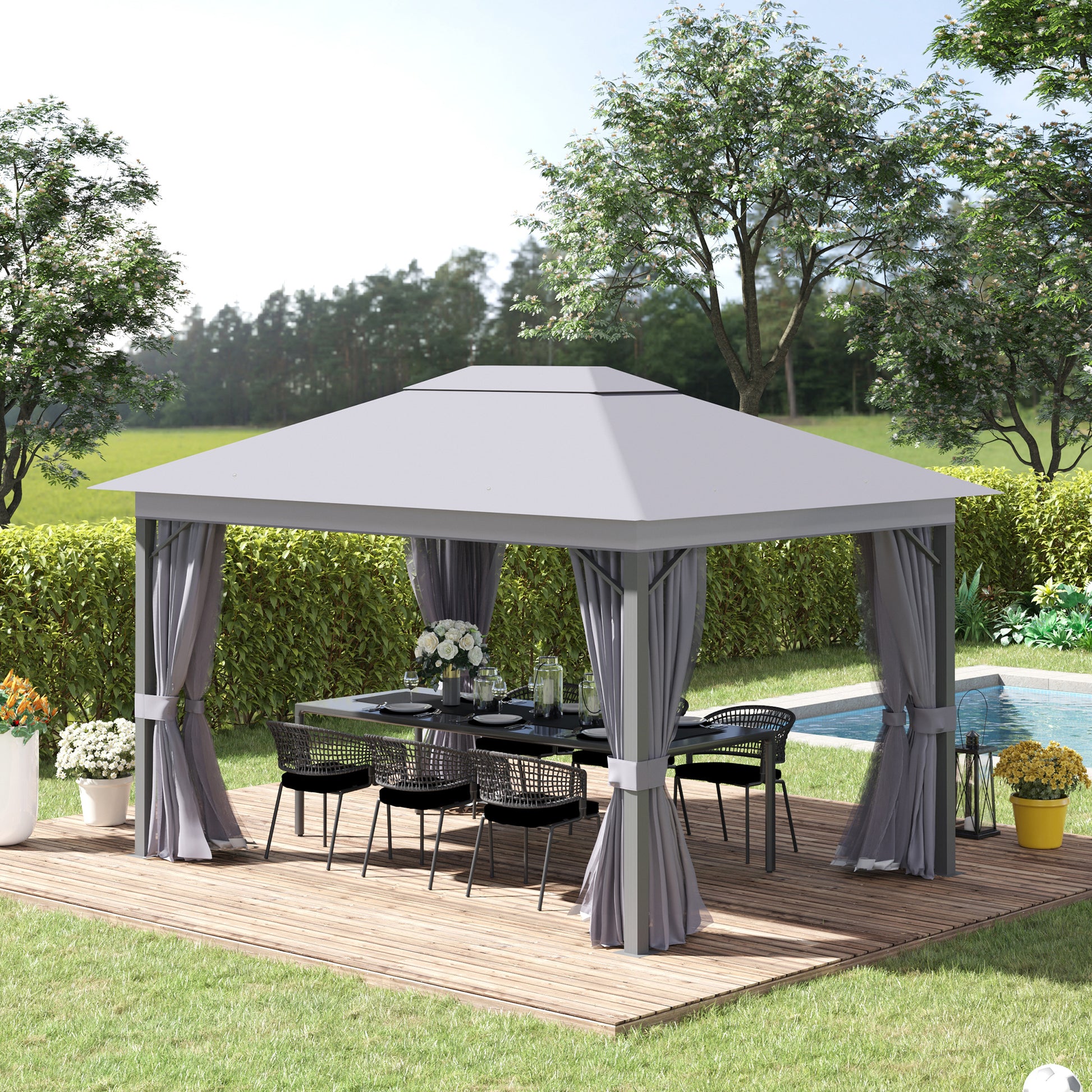 Outsunny 4 x 3(m) Patio Gazebo Canopy Garden Tent Shelter with Vented Roof