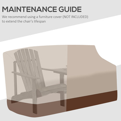 Outsunny Wooden Outdoor Double Adirondack Chairs Loveseat W/ Center Table And Umbrella Hole