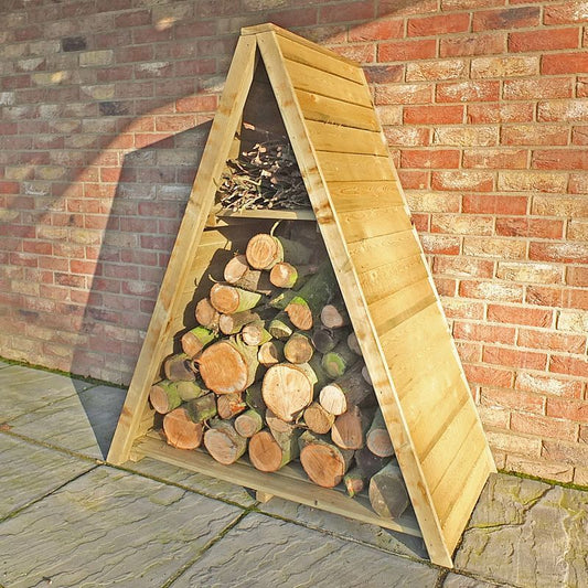 Shire Wentworth 4' x 1' 8" Apex Log Store - Premium Overlap