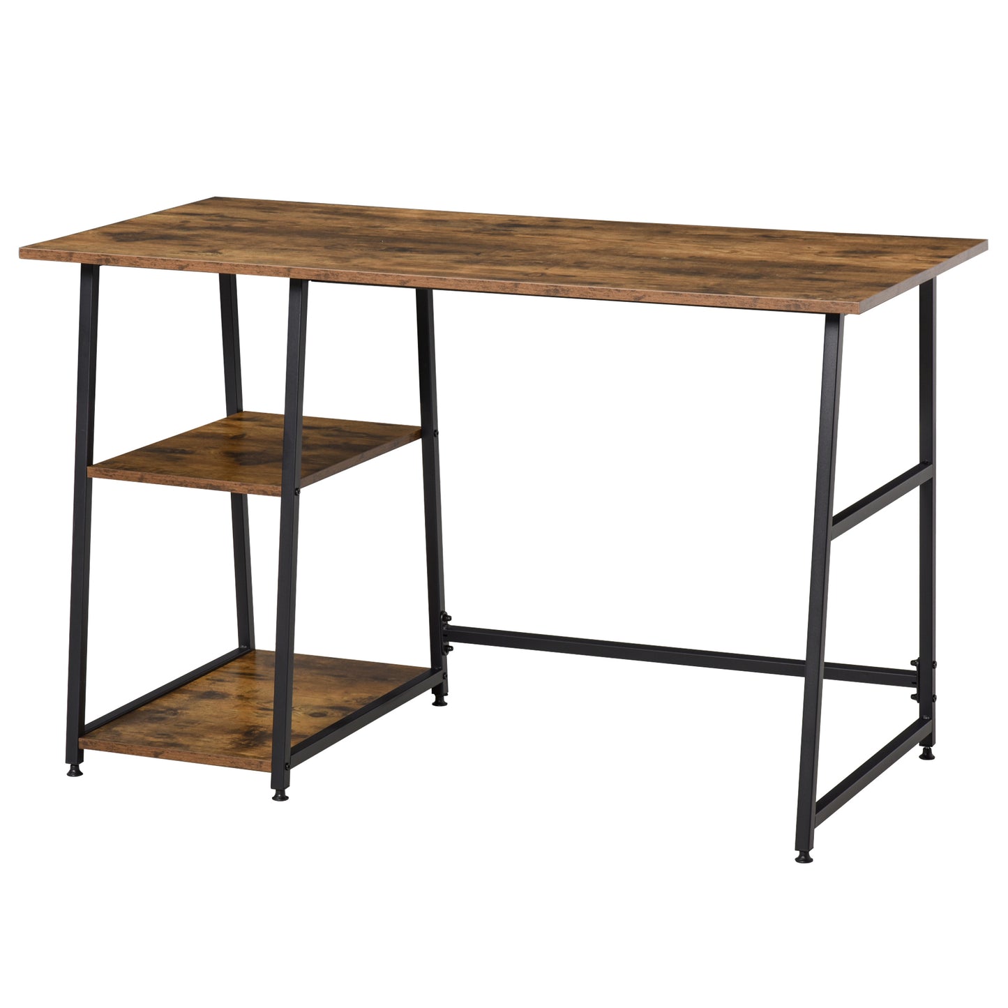 Homcom Writing Desk Working Station Home Office Table with 2 Shelves Steel Frame