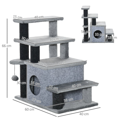 PawHut 3-Step/ 4-Step Adjustable Height Pet Stairs