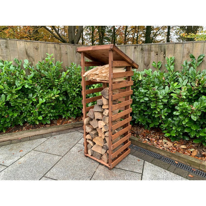 Scandinavian Redwood Garden Log Store by Charles Taylor