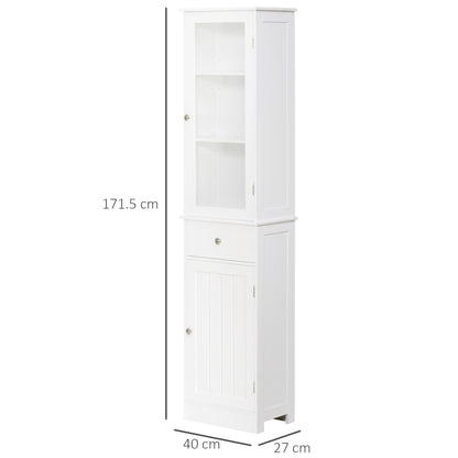 kleankin Bathroom Storage Cabinet with 3-tier Shelf Drawer Door