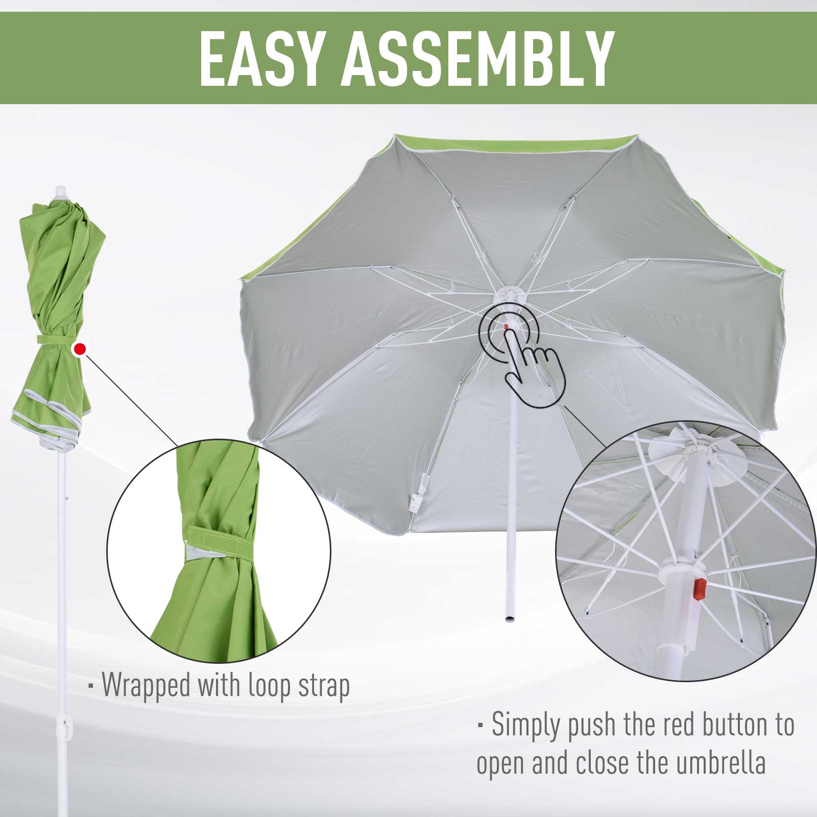 Outsunny 1.7m Beach Umbrella