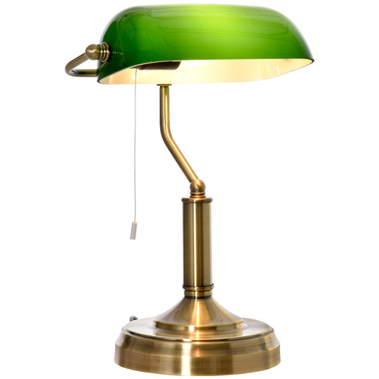 Homcom Banker's Table Lamp w/ Antique Bronze Base