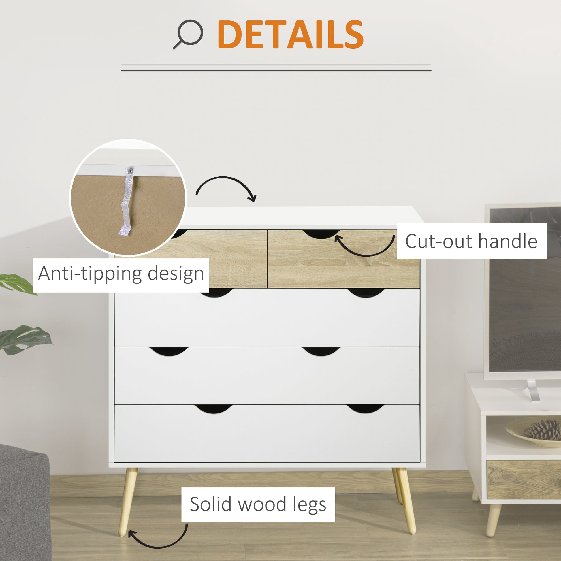 Homcom Nordic Style Chest Of Drawers