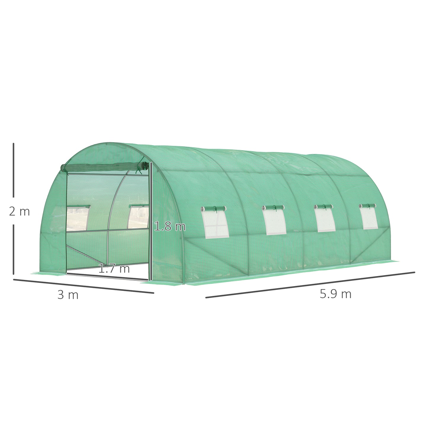 Outsunny Walk in Polytunnel Garden Greenhouse Window Door Outdoor Plant Flower 6 x 3M